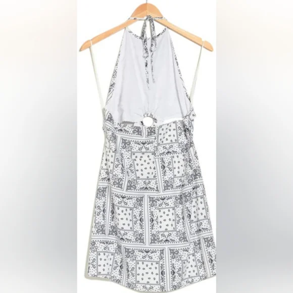 Elodie Mini Dress Halter In White Bandana Medium NWT - Picture 3 of 10